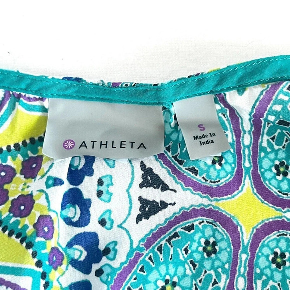 Athleta Kurta Surfside Paisley Swim Coverup Tunic Size S turquoise, green - Picture 6 of 8